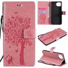 For OPPO F17 / A73 Tree & Cat Pattern Pressed Printing Horizontal Flip PU Leather Case with Holder & Card Slots & Wallet & Lanyard(Pink) - 1