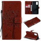 For OPPO Realme 7 Pro Tree & Cat Pattern Pressed Printing Horizontal Flip PU Leather Case with Holder & Card Slots & Wallet & Lanyard(Coffee) - 1