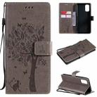 For OPPO Realme 7 Pro Tree & Cat Pattern Pressed Printing Horizontal Flip PU Leather Case with Holder & Card Slots & Wallet & Lanyard(Grey) - 1