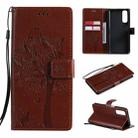 For OPPO Realme 7 Tree & Cat Pattern Pressed Printing Horizontal Flip PU Leather Case with Holder & Card Slots & Wallet & Lanyard(Coffee) - 1