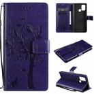 For OPPO Realme 7i / C17 Tree & Cat Pattern Pressed Printing Horizontal Flip PU Leather Case with Holder & Card Slots & Wallet & Lanyard(Purple) - 1