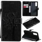 For Huawei P Smart 2021 Tree & Cat Pattern Pressed Printing Horizontal Flip PU Leather Case with Holder & Card Slots & Wallet & Lanyard(Black) - 1