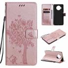 For Xiaomi Mi 10T Lite 5G Tree & Cat Pattern Pressed Printing Horizontal Flip PU Leather Case with Holder & Card Slots & Wallet & Lanyard(Rose Gold) - 1