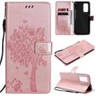 For Xiaomi Mi 10T / 10T Pro Tree & Cat Pattern Pressed Printing Horizontal Flip PU Leather Case with Holder & Card Slots & Wallet & Lanyard(Rose Gold) - 1