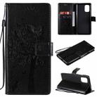 For OnePlus 8T Tree & Cat Pattern Pressed Printing Horizontal Flip PU Leather Case with Holder & Card Slots & Wallet & Lanyard(Black) - 1