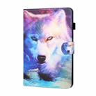 Sewing Thread Horizontal Painted Flat Leather Case with Pen Cover & Anti Skid Strip & Card Slot & Holder & Sleep / Wake-up Function For iPad Air(Wolf) - 2