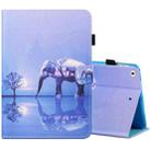 Sewing Thread Horizontal Painted Flat Leather Case with Pen Cover & Anti Skid Strip & Card Slot & Holder & Sleep / Wake-up Function For  iPad 9.7 (2018) / (2017)(Tree And Elephant) - 1