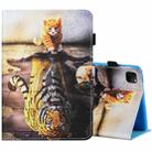 Sewing Thread Horizontal Painted Flat Leather Case with Pen Cover & Anti Skid Strip & Card Slot & Holder & Sleep / Wake-up Function For iPad Air 2022 / 2020 10.9(Cat And Tiger) - 1