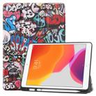 For iPad 10.2 2021 / 2020 / 2019 TPU Colored Drawing Horizontal Flip Leather Case with Three-folding Holder & Sleep / Wake-up Function(Graffiti) - 1