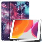 For iPad 10.2 2021 / 2020 / 2019 TPU Colored Drawing Horizontal Flip Leather Case with Three-folding Holder & Sleep / Wake-up Function(Silver Nebula) - 1