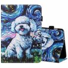 For Amazon Kindle Fire HD8 2020 Sewing Thread Horizontal Painted Flat Leather Case with Pen Cover & Anti Skid Strip & Card Slot & Holder & Sleep / Wake-up Function(Oil Painting Dog) - 1