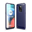 For Motorola Moto E7 (2020) Brushed Texture Carbon Fiber TPU Case(Navy Blue) - 1