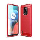 For Motorola Moto E7 (2020) Brushed Texture Carbon Fiber TPU Case(Red) - 1