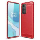 For OnePlus 9 Pro Brushed Texture Carbon Fiber TPU Case(Red) - 1