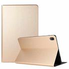 For Lenovo Tab P11 (TB-J606F) Voltage Craft Texture TPU Horizontal Flip Protective Case with Holder(Gold) - 1