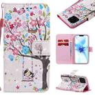 For iPhone 12 / 12 Pro 3D Painting Horizontal Flip Leather Case with Holder & Card Slot & Lanyard(Girl Under The Tree) - 1