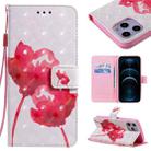 For iPhone 12 Pro Max 3D Painting Horizontal Flip Leather Case with Holder & Card Slot & Lanyard(Red Rose) - 1