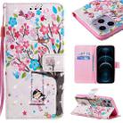 For iPhone 12 Pro Max 3D Painting Horizontal Flip Leather Case with Holder & Card Slot & Lanyard(Girl Under The Tree) - 1