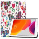 For iPad 10.2 2021 / 2020 / 2019 Colored Drawing Horizontal Flip Leather Case with Three-folding Holder & Sleep / Wake-up Function(Colorful Butterfly) - 1