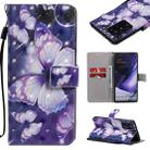 For Samsung Galaxy Note 20 Ultra 3D Painting Horizontal Flip Leather Case with Holder & Card Slot & Lanyard(Purple Butterflies) - 1