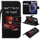 For iPhone 12 mini Painting Horizontal Flip Leather Case with Holder & Card Slot & Lanyard (Bear) - 1