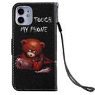 For iPhone 12 mini Painting Horizontal Flip Leather Case with Holder & Card Slot & Lanyard (Bear) - 3
