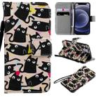 For iPhone 12 mini Painting Horizontal Flip Leather Case with Holder & Card Slot & Lanyard (Cat) - 1