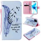 For iPhone 12 / 12 Pro Painting Horizontal Flip Leather Case with Holder & Card Slot & Lanyard(Feather) - 1