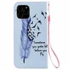 For iPhone 12 / 12 Pro Painting Horizontal Flip Leather Case with Holder & Card Slot & Lanyard(Feather) - 3