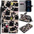 For iPhone 12 Pro Max Painting Horizontal Flip Leather Case with Holder & Card Slot & Lanyard(Cat) - 1