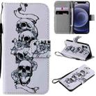 For iPhone 12 mini Painting Horizontal Flip Leather Case with Holder & Card Slot & Lanyard (Skull Bone) - 1