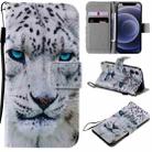 For iPhone 12 mini Painting Horizontal Flip Leather Case with Holder & Card Slot & Lanyard (White Leopard) - 1