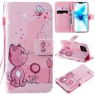 For iPhone 12 / 12 Pro Painting Horizontal Flip Leather Case with Holder & Card Slot & Lanyard(Cat and Bee) - 1