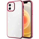 For iPhone 12 mini Electroplating Frame Glitter Powder Protective Case (Rose Red) - 1