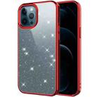 Electroplating Frame Glitter Powder Protective Case For iPhone 12 / 12 Pro(Red) - 1