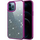 Electroplating Frame Glitter Powder Protective Case For iPhone 12 / 12 Pro(Purple) - 1