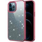 Electroplating Frame Glitter Powder Protective Case For iPhone 12 / 12 Pro(Rose Red) - 1