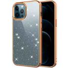 Electroplating Frame Glitter Powder Protective Case For iPhone 12 / 12 Pro(Orange) - 1