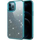 Electroplating Frame Glitter Powder Protective Case For iPhone 12 / 12 Pro(Blue) - 1