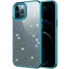 Electroplating Frame Glitter Powder Protective Case For iPhone 12 Pro Max(Blue) - 1