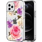 Shockproof Electroplating IMD Protective Case For iPhone 12 / 12 Pro(GWL010BL Flower) - 1