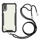 For Samsung Galaxy A10 Acrylic + Color TPU Shockproof Case with Neck Lanyard(Black) - 1