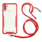 For Samsung Galaxy A11 / M11 Acrylic + Color TPU Shockproof Case with Neck Lanyard(Red) - 1