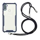 For Samsung Galaxy A11 / M11 Acrylic + Color TPU Shockproof Case with Neck Lanyard(Dark Blue) - 1