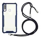 For Samsung Galaxy A20 / A30 Acrylic + Color TPU Shockproof Case with Neck Lanyard(Dark Blue) - 1