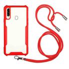 For Samsung Galaxy A20s Acrylic + Color TPU Shockproof Case with Neck Lanyard(Red) - 1