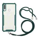 For Samsung Galaxy A20s Acrylic + Color TPU Shockproof Case with Neck Lanyard(Dark Green) - 1
