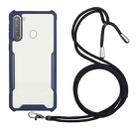 For Samsung Galaxy A21 Acrylic + Color TPU Shockproof Case with Neck Lanyard(Dark Blue) - 1