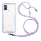 For Samsung Galaxy A21s Acrylic + Color TPU Shockproof Case with Neck Lanyard(Purple) - 1