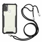 For Samsung Galaxy A21s Acrylic + Color TPU Shockproof Case with Neck Lanyard(Black) - 1